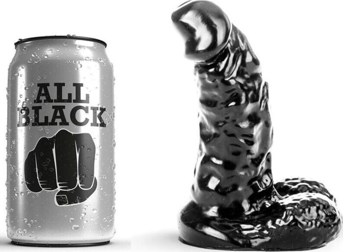 Dildo All Black 13 cm con caña acanalada Dildo All Black 13 cm con caña acanalada
