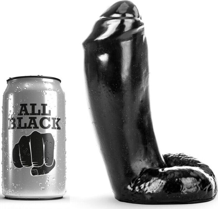 Dildo realista ALL BLACK 18 cm - silicona segura