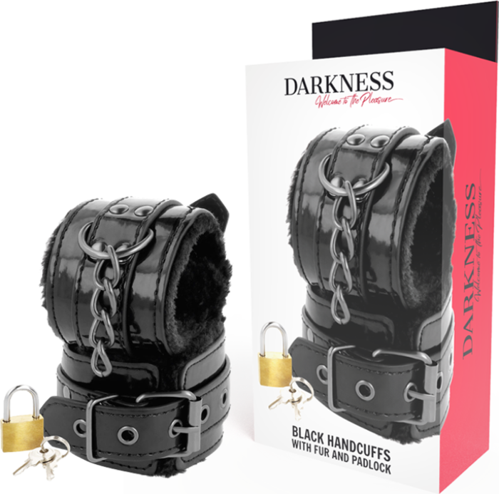Esposas Cuero Darkness con Candado y Puños Ajustables Esposas Cuero Darkness con Candado y Puños Ajustables