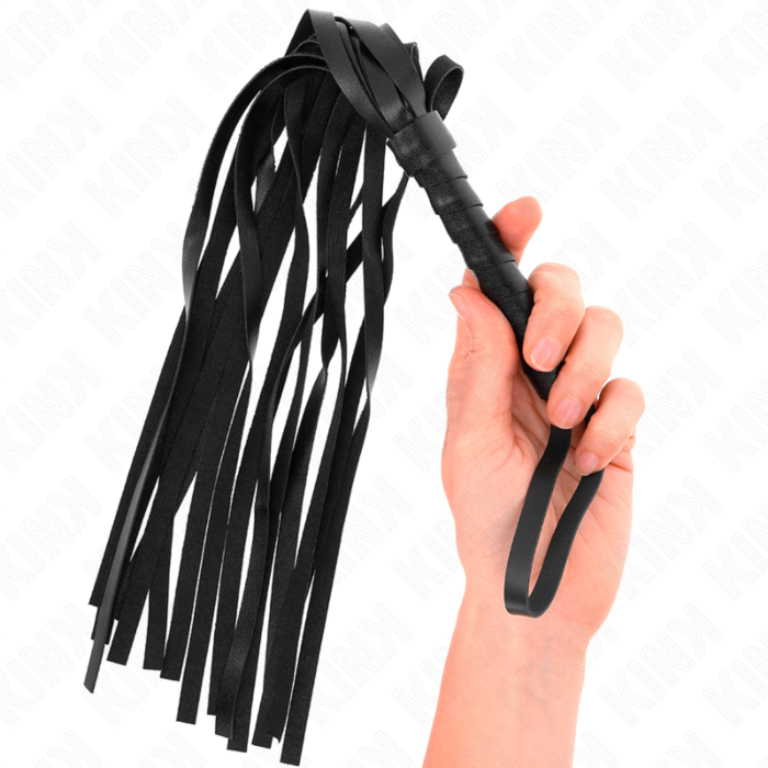 BDSM Läder KINK SIMPLE BLACK WHIP 45 CM Intensiv känsla BDSM Läder KINK SIMPLE BLACK WHIP 45 CM Intensiv känsla