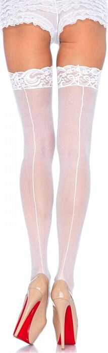 Leg avenue medias con costura y encaje en la parte superior blanco Leg avenue medias con costura y encaje en la parte superior blanco