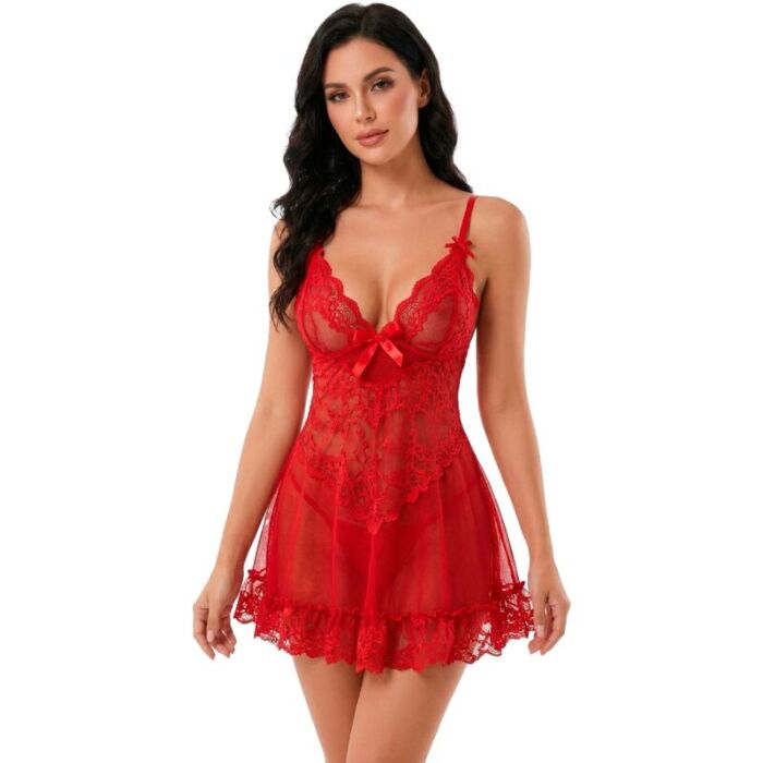 Babydoll LIVCO CORSETTI FASHION Nuit Set T-shirt och röda trosor Babydoll LIVCO CORSETTI FASHION Nuit Set T-shirt och röda trosor