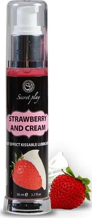 Lubricante y aceite 2 en 1 efecto calor fresas nata, 50 ml Lubricante y aceite 2 en 1 efecto calor fresas nata, 50 ml