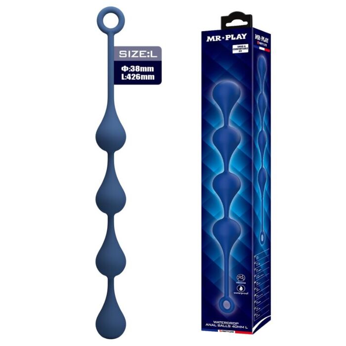 Analplugg MR PLAY Blue Silicone 42,6 cm med säkerhetsögla Analplugg MR PLAY Blue Silicone 42,6 cm med säkerhetsögla