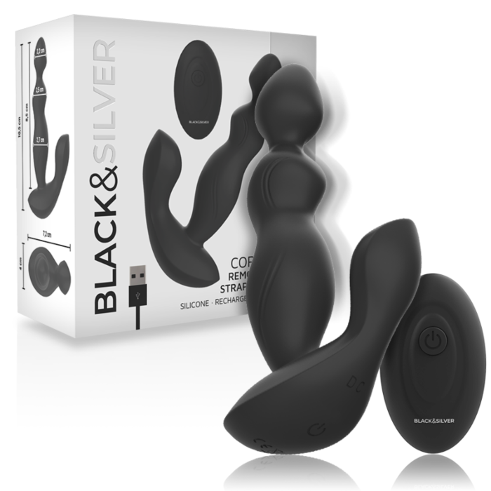 Plug anal vibrador BLACK&SILVER Cora con mando Plug anal vibrador BLACK&SILVER Cora con mando