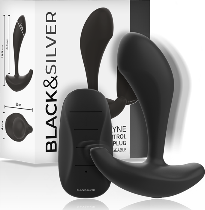 Plug anal vibrador BLACK&SILVER Dwayne con mando Plug anal vibrador BLACK&SILVER Dwayne con mando