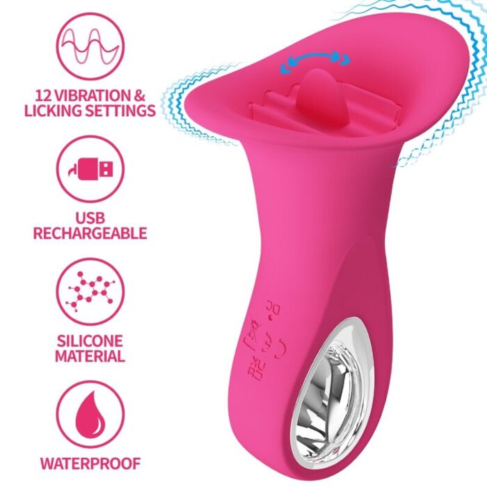 PRETTY LOVE - CLYDE VIBRADOR ORAL LENGUA VIBRADORA 12 VIBRACIONES ROSA PRETTY LOVE - CLYDE VIBRADOR ORAL LENGUA VIBRADORA 12 VIBRACIONES ROSA