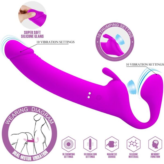 PRETTY LOVE - ZANINI DILDO STRAP-ON SIN ARNÉS 10 VIBRACIONES MORADO PRETTY LOVE - ZANINI DILDO STRAP-ON SIN ARNÉS 10 VIBRACIONES MORADO