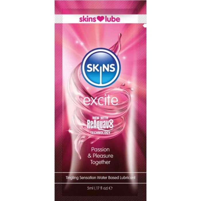 Lubricant SKINS Excite 5 ml – Vattenbaserat med uppiggande effekt Lubricant SKINS Excite 5 ml – Vattenbaserat med uppiggande effekt
