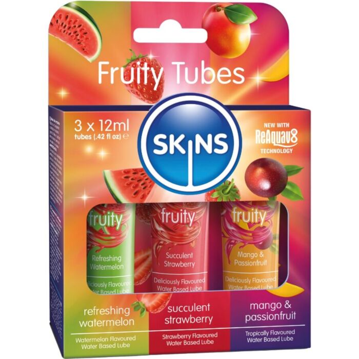 Lubrikant SKINS Fruity Lubes Kit med tre smakvariationer Lubrikant SKINS Fruity Lubes Kit med tre smakvariationer