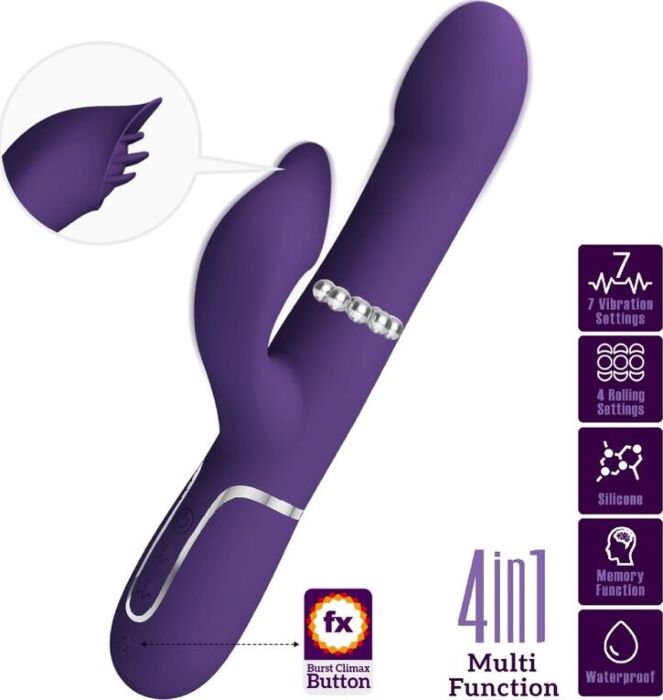 Vibrador Rabbit Pretty Love Zalin Morado con Perlas Vibrador Rabbit Pretty Love Zalin Morado con Perlas